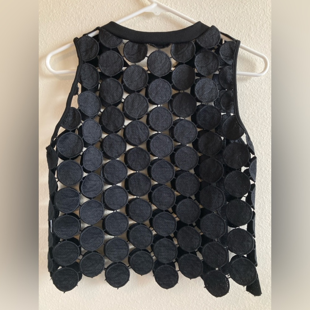 Black Sleeveless Embroidered Circle Layering Top Retro Tank - Picture 4 of 8